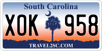 SC license plate XOK958