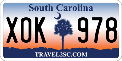 SC license plate XOK978