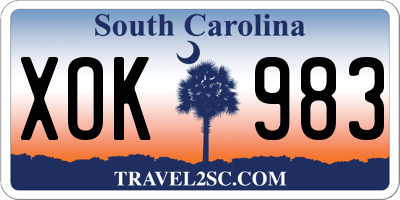 SC license plate XOK983
