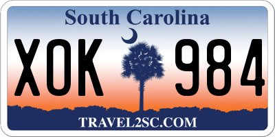 SC license plate XOK984