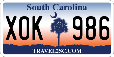 SC license plate XOK986