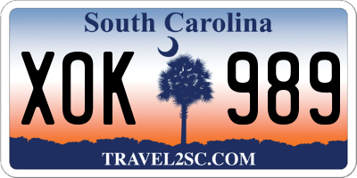 SC license plate XOK989