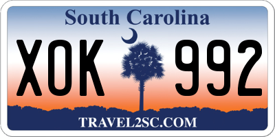 SC license plate XOK992