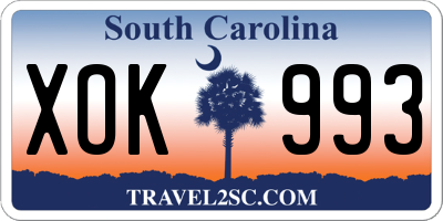 SC license plate XOK993