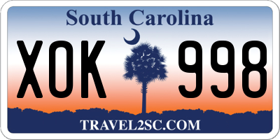 SC license plate XOK998