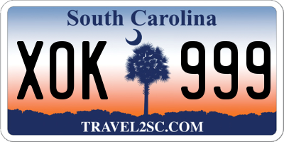 SC license plate XOK999