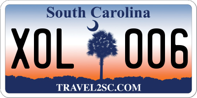 SC license plate XOL006
