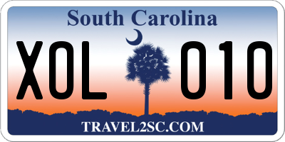 SC license plate XOL010