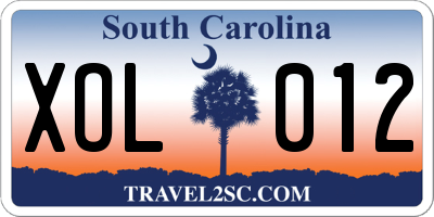 SC license plate XOL012