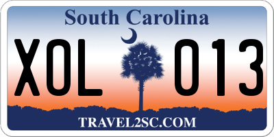 SC license plate XOL013