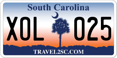 SC license plate XOL025
