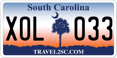 SC license plate XOL033