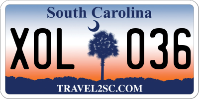 SC license plate XOL036
