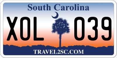 SC license plate XOL039