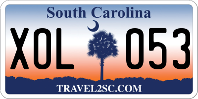 SC license plate XOL053