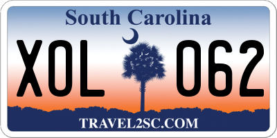 SC license plate XOL062