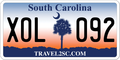 SC license plate XOL092