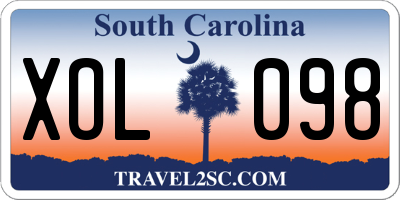 SC license plate XOL098