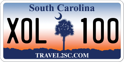 SC license plate XOL100