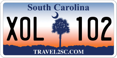 SC license plate XOL102
