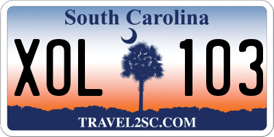 SC license plate XOL103