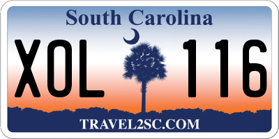 SC license plate XOL116