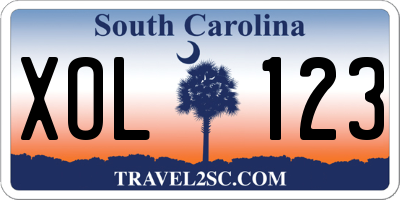 SC license plate XOL123