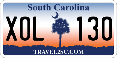 SC license plate XOL130