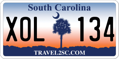 SC license plate XOL134
