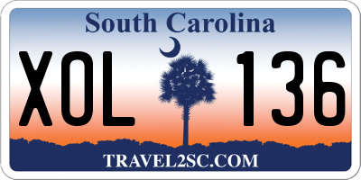 SC license plate XOL136