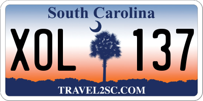 SC license plate XOL137