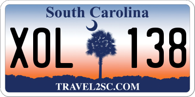 SC license plate XOL138