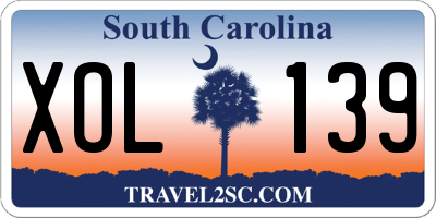 SC license plate XOL139