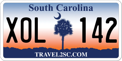 SC license plate XOL142