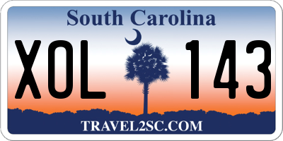 SC license plate XOL143