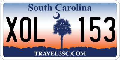 SC license plate XOL153