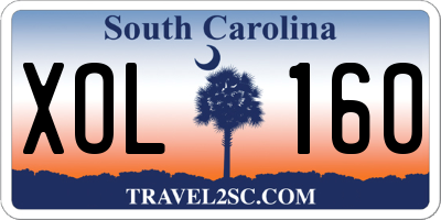 SC license plate XOL160