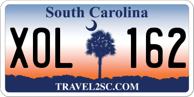 SC license plate XOL162