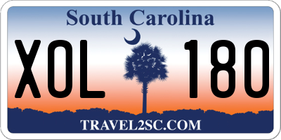 SC license plate XOL180
