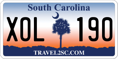 SC license plate XOL190