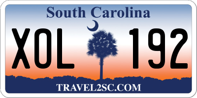 SC license plate XOL192