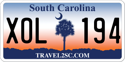 SC license plate XOL194
