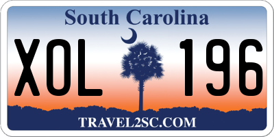SC license plate XOL196