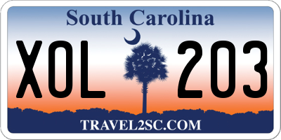 SC license plate XOL203