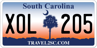 SC license plate XOL205