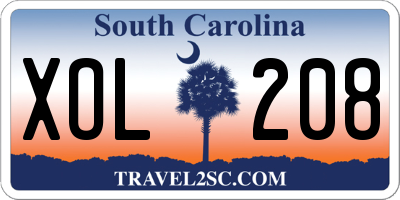 SC license plate XOL208