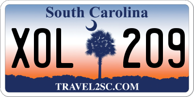 SC license plate XOL209