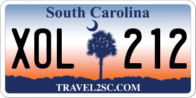 SC license plate XOL212