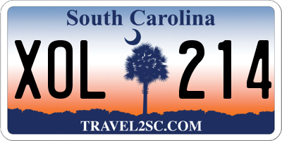 SC license plate XOL214