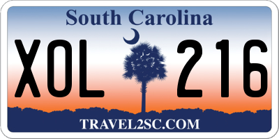 SC license plate XOL216